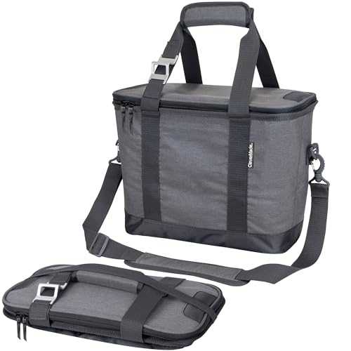 CleverMade Tahoe Collapsible Cooler Bag, 30 Can - Structured, Leakproof Coolers for Travel with Shoulder Strap & Bottle Opener - Soft-Sided, Insulated Camping Cooler: Grey/Charcoal