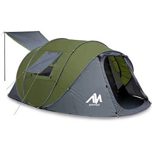 AYAMAYA Tent 4-6 Person/Man, Camping Instant Pop Up Tents [5 Window] Waterproof Double Layer 4 Season Tents Big Family Shelter for Backpacking Beach Picnic Outdoor - CE Approved