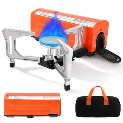 QCXWCJWD 2200W Portable Camping Stove with Carry Bag, Foldable Butane Gas Cooker, Emergency Camping Gas Burnerfor Outdoor Cooking, Hiking, RV Trips & Picnics, Auto Ignition & Safety Lock System