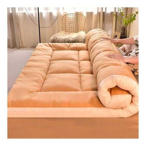 Japanese Futon Mattress, Thicken Twin Sleeping Mattress, Foldable Full Mat, Portable Roll Up Camping Mattress, Floor Mattress For House Guest Travel(Orange,200x220cm)