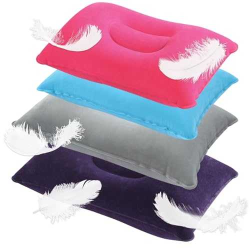 DAVBNM 4 Pcs Inflatable Pillows, Blow Up Pillows, Portable Camping Pillow, Perfect for Travel, Camping, Outdoors, Fishing, Beach, 34 * 22cm, 43 * 27cm