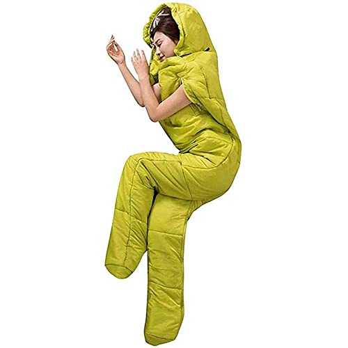 Adult Wearable Sleeping Bag Portable Outdoor Camping Sleeping Bag 3 Seasons Full Body Pajamas Warm and Windproof Human-Shaped Sleeping Bag/Zipper Design