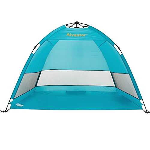 Alvantor Beach Tent Coolhut Plus Beach Umbrella Sun Shelter Cabana Automatic Pop Up UPF 50 Sun Shade Portable Camping Hiking Canopy Easy Set Up Light Weight Windproof Stable 2-3 Person