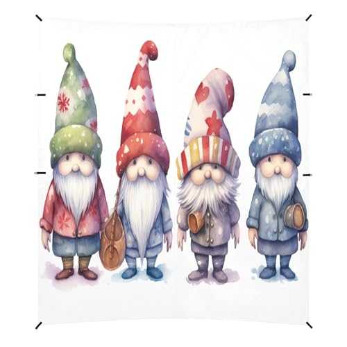 Grckit Cute Winter Gnomes Beach Tent Sun Shelter 9.2' x 10.5' Beach Canopy with 4 Sandbags, 4 Stability Poles, Sand Shovels - Tent Canopy for Beach, Camping, Fishing, Picnics