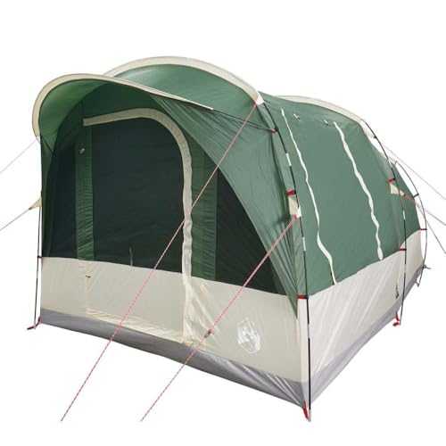vidaXL Green Tunnel Camping Tent - Waterproof 3-Person Outdoor Shelter with Easy Setup, Detachable Rainfly, Breathable Mesh for Ventilation, and Spacious Interior