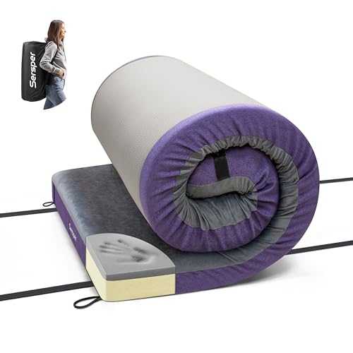 Sersper 4 Inch Bamboo Charcoal Memory Foam Camping Mattress, CertiPUR-US Sleeping Pad, Portable Roll-Up Sleeping Mat for Travel, Car Camping, Twin Size