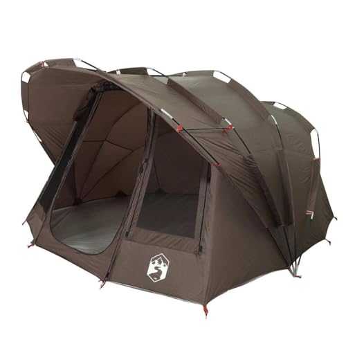 vidaXL Fishing Tent 5-Person Brown Waterproof - Polyester PU Coating, Wind Resistant, Lightweight, Easy Setup, with Storage Pocket