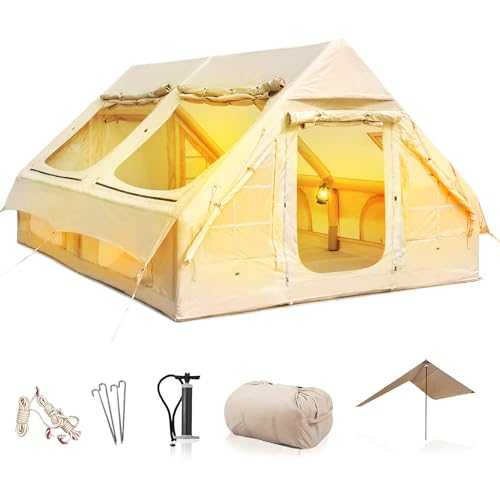 LBF Inflatable Tent for Glamping - 5-Minute Instant Setup Blow Up Tents for Camping Adults, All-Weather Air Tents with Rainfly & Extra Stakes