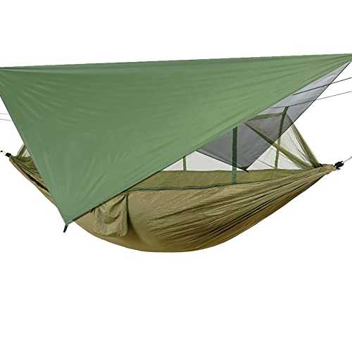 KRXSOBNV, 260cm×140cm Ultralight Waterproof Nylon Outdoor Tarpaulin Tent Picnic Cloth for 2 People with Tree Straps for Trekking/Hiking/Travel,Hammock
