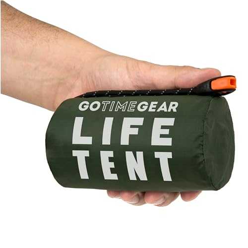 Go Time Gear Survival Life Tent • 2 Person Mylar Emergency Shelter Tube Tent + Paracord • All-Weather Protection for Camping, Hiking, & Survival Kits • Includes Emergency Whistle