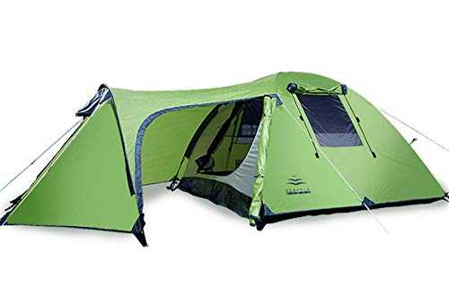 Outdoors Camping Tent Hiking Adventure Mountaineering Tent Safety Windproof 3 People Double-Layer Anti-Rain Family Wild Camping Polyester Tent