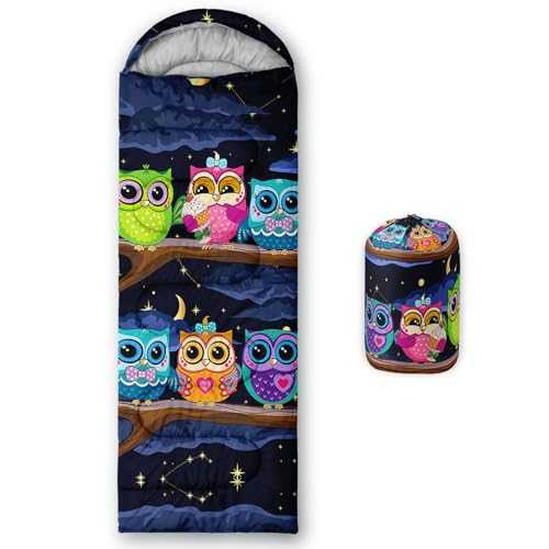 AILONEN Kids Sleeping Bags,Lightweight,Waterproof,3 Season Warm & Cool Weather,Space Astronaut Printed Camping Sleeping Bags,Traveling,Outdoors