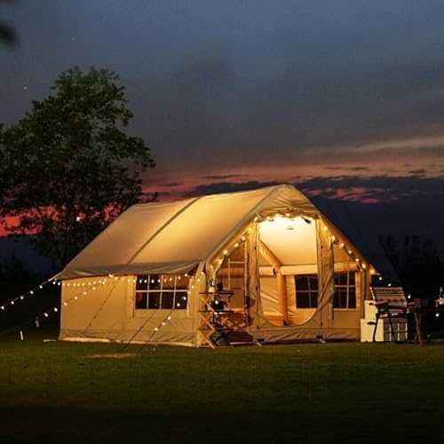 DONGSHUAI 6-8 Person Inflatable Cabin Tent with Pump, Easy Setup 4 Season Waterproof Windproof Outdoor Blow Up Tent, Classic Design for Camping & Hiking