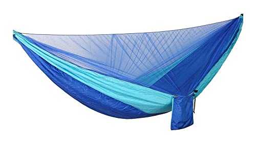 Jyuiipcz Hammock Hammock with Mosquito Net 2 Person Camping, Ultralight Portable Windproof, Swing Sleeping Hammock Bed Outdoor Hammock (Color : Army Green) (Sky Blue Fight Blue)