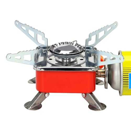 Mini Camping Stove, Portable Folding Windproof High-Efficiency Foldable Small Gas Stove for Outdoor Camping Hiking Backpacking Road Trip with Carry Bag
