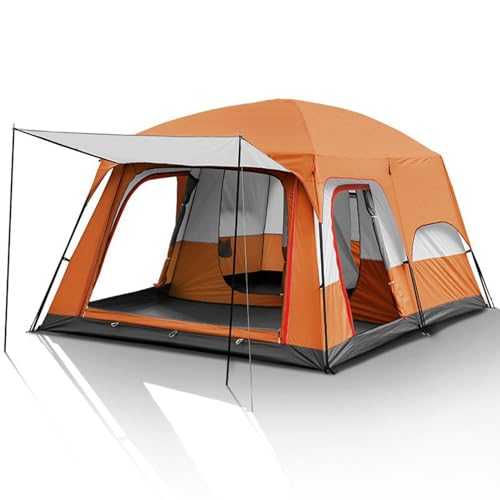 6/12 Person Camping Tent with Porch, Large Family Cabin Tents 2 Rooms, Double Layer Outdoor Instant Rainfly for Party, Hunting, Hiking