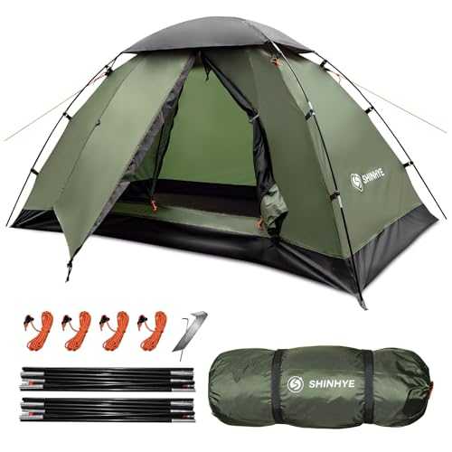 ShinHye 1 Person Ultralight Backpacking Tent, Green, Modern Style, Waterproof, 3 Season, Easy Setup, Free Standing, Unisex, 5.5 lbs, 59" H x 17" W x 59" L, Tent-1 Person, Camping & Hiking, Backpacking