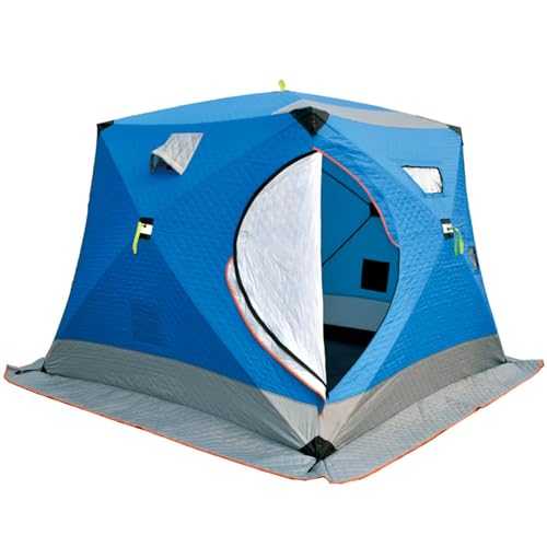 MRKU Portable Ice Fishing Shelter,Pop-Up Portable Ice Fishing Tent Ice Shanty,4-5 Person Waterproof Hub-Style Ice Fish House with Anchors,Tie Ropes,and Carrying Bag