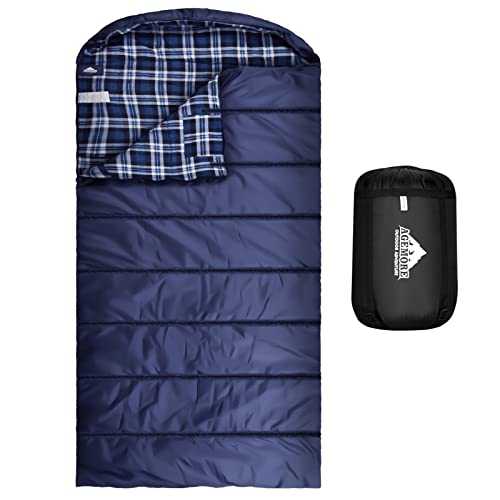 Cotton Flannel Sleeping Bag for Adults, Lightweight and Water Resistant Sleeping Bag for Warm Weather with 100% Cotton Lining, Great for Camping Backpacking, Hiking, Travel, Indoor and Outdoor