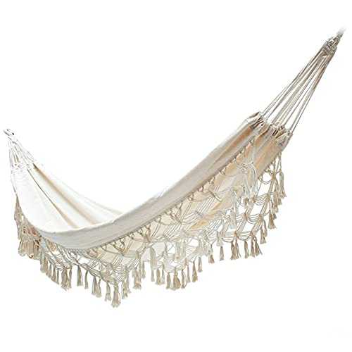 Camping Hammock Camping Double Hammocks Canvas Tassel Outdoor Backyard Swing Beds for Outdoor Garden
