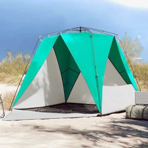 Homgoday Beach Tent 4 Person Waterproof Quick Open Green Folding Gazebo Garden Tent for Camping, Parties, Weddings, Terrace, Patio, Outdoor, Beach Pergolas