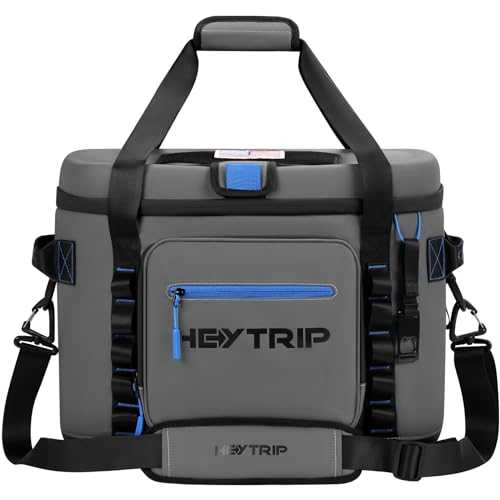 HEYTRIP Large Soft Cooler Bag, Soft Sided Insulated Cooler Hard Lid & Base Portable Beach Ice Chest with Shoulder Strap Leakproof Camping Cooler