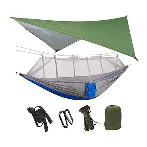 Camping 2 Person Hammock with Mosquito Net and Tent, Lightweight Nylon Portable Gammock for Hiking Outdoor Travel Beach Survival Backyard
