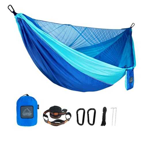 Camping Hammock with Mosquito Net, Outdoor Camping Hammock with Carry Bag,Max 300KG, Portable Lightweight Hanging Hammocks, Easy to Setup, for Outdoor Hiking, Camping, Travel, Backpacking