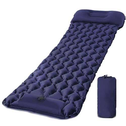 TWZ Inflatable Camping Mat with Pillow for Adults, 190x60cm Ultralight Sleeping Mat with Built-in Foot Pump, Durable Campact Air Mattress with Storage Bag, 30s Inflated, for Camping, Music Festivals