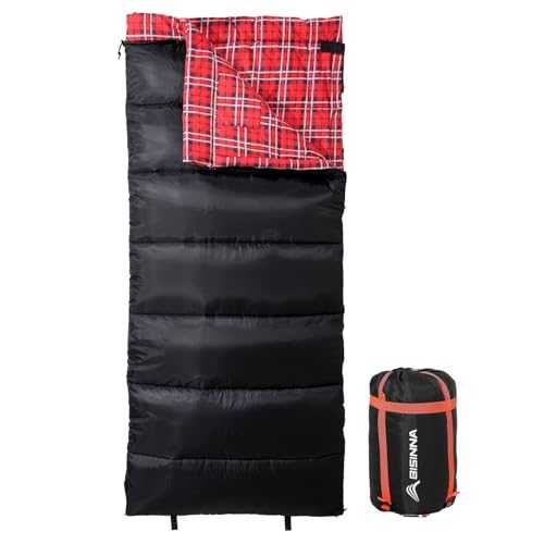 BISINNA Cotton Flannel Sleeping Bag for Adults Camping Sleeping Bag 3 Season Envelope Slepings with 2.2/3.3lbs Filling for Hiking Backpacking