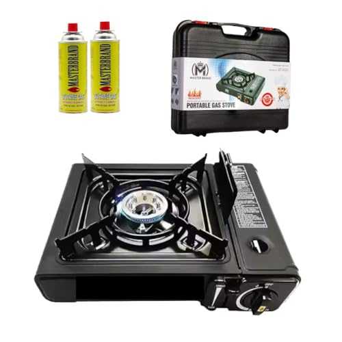 Portable Gas Stove with 2 Butane Canisters, Compact Outdoor Cooking Set for Camping, Hiking, Picnics