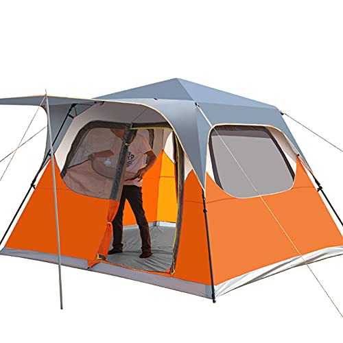 AASSDOO 5-8 Person Family Camping Tent Automatic Pop Up Tent with Zipped Double Door Foldable Festival Double Layer Tent with Porch for Outdoor Hiking Fishing