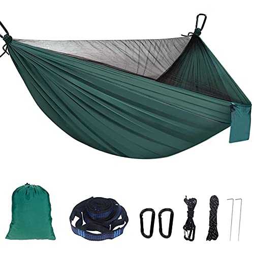 Sendowtek Camping Hammock with Mosquito Net Portable Parachute Nylon Travel Hammock for Outdoor Backpacking Backyard Hiking