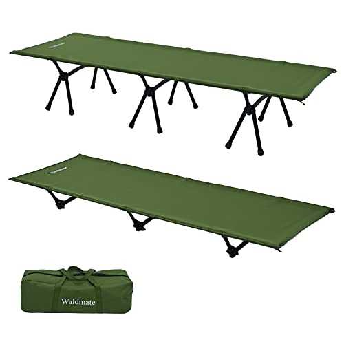 WaldZimmer Folding Camping Cot for Adults with Leg Extenders, Portable Heavy Duty Cot support 400Lbs for Outdoor/Indoor Overnighter, Camping, Hiking,Travel, Beach, RV, Office Nap