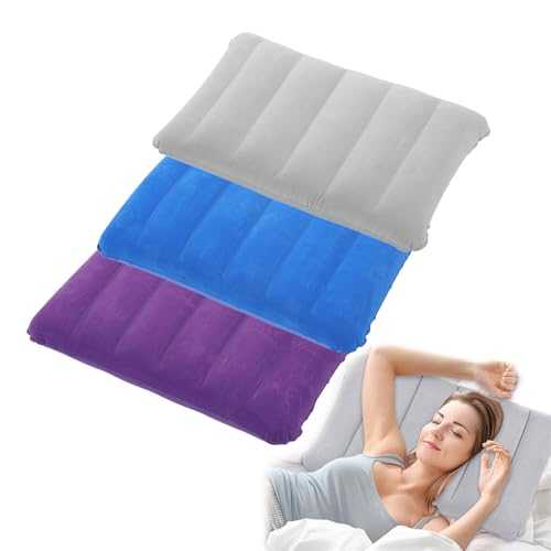 Quorlis 3Pcs Inflatable Pillows for Camping – Soft Flocked Blow Up Pillow, Waterproof Lightweight Pillow for Travel, Hiking, Beach, Air Cushion for Sleeping, Portable Camping Accessories