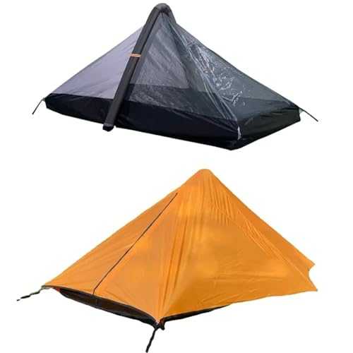 Mini Inflatable Tent, Waterproof Glamping Tent, 1-2 Person Ultralight Double Layer Backpacking Tents for Camping, Not Required Tent Pole Set Up in Seconds for Hiking, Outdoor Camp, Beach B