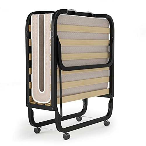Folding bed Folding Bed Folding Bed with Memory Foam Mattress and Wheels Sturdy Metal Frame Extra Guest Bed Foldable Bed Portable Fold Up Bed Portable Folding Camping Cot
