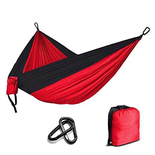 QTANZIQI Red and Black Double Hammock: A Versatile Camping Parachute Hammock for Outdoor Leisure, Survival, and Travel