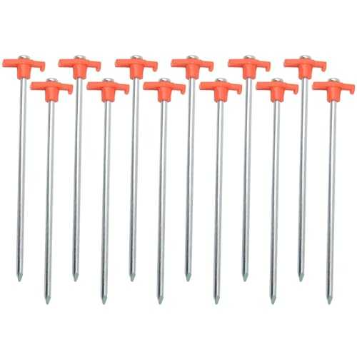 12 Pack Tent Pegs Metal Rock Pegs for Awnings, Hard Ground, Camping, Tents,Tarpaulin