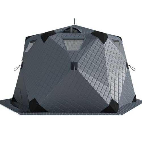 Ice Fishing Tents Insulated - 4 Sided Ice Fishing Shelter Ice House for 2-10 Persons,Portable Pop-Up Ice Shanty Shack with Stove Jack,Thickened Winter Fishing Hut