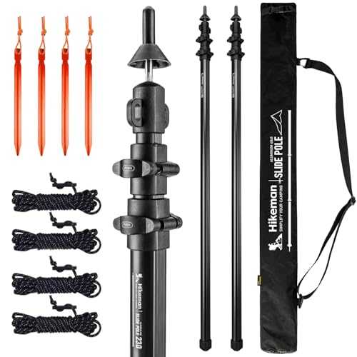 HIKEMAN Tent Pole Camping Tarp Pole - Telescopic Awning Canopy Pole,2PCS Aluminium Pole for Tarp,Tent,Awning,Camping,adjustable from 93cm-230cm