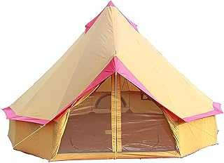 Outdoor Garden Camping Tent,Camping Yurt Tent 4 Season Large Camping Tents 4m Bell Teepee Tent 3-10 Persons Polyester Waterproof Pyramid Tent for Party, Hunt