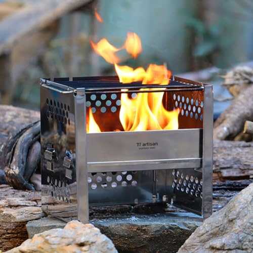 Oniissy Tent Wood Stove, Titanium Minimalist Wood Stove Ultralight Pure Titanium Portable & Foldable for Camping, Backpacking, Hiking, and Bushcraft Survival