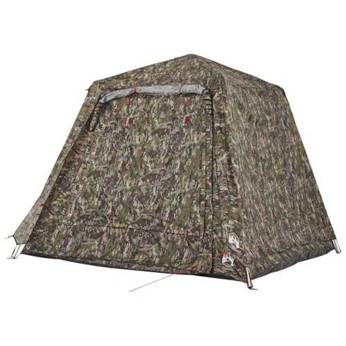 vidaXL 4-Person Camouflage Fishing/Camping Tent with Quick-Release Setup, Waterproof Polyester, PU Coating, Portable Design, E-port