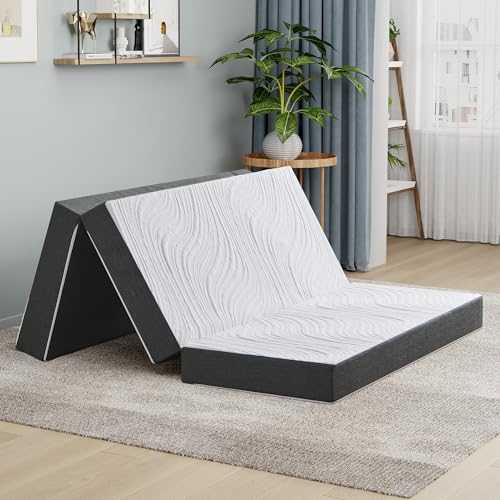 Twirest Folding Mattress,120x190x10 Small Double Foldable Memory Foam Mattress With Portable Pillow,Guest,Washable Cover,Easy Storage for Camping, Caravans, Guest
