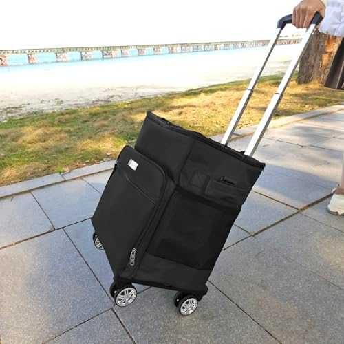 HipierFx Cool Bag Portable Cooler on Wheels and Handle Large Foldable Cool Box Picnic Set for Beach Camping Travel