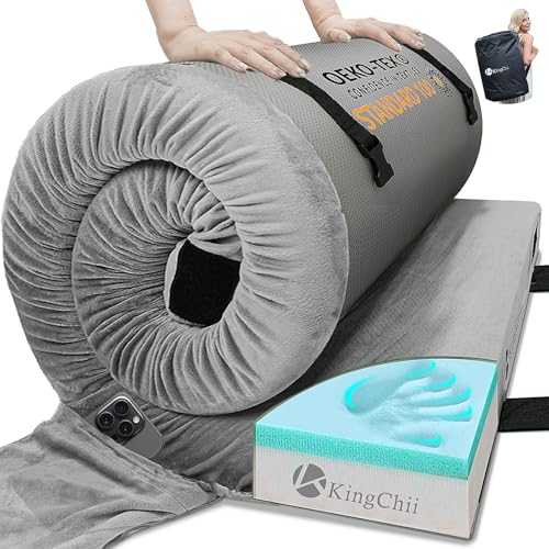 KingChii CertiPUR-US 3'' Thick Memory Foam Camping Mattress ,Travel Cot Mattress ,Floor Bed for Adults,Portable Roll Up Sleeping Mats with Removable Waterproof Mattress Topper*2 & Travel Bag*1