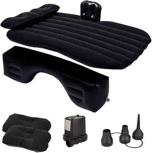 Sgizoku Inflatable Car Air Mattress for Back Seat Air Bed with Flocking PVC Surface, Includes Electric Air-Pump,Universal SUV Cars Sleeping Beds For Long Trips,Travel,Camping