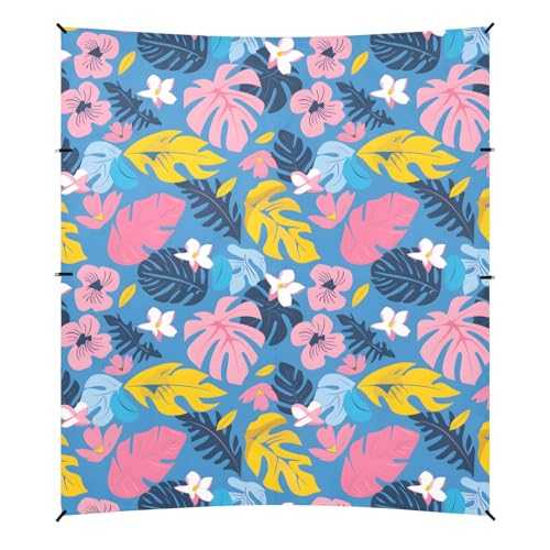 Camping Sun Shelters Blue Pink Leaves Beach Canopy 126 * 110.2in