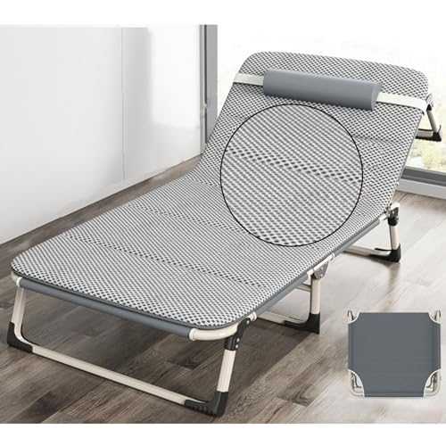 GXXINGIN Portable Folding Bed，Adult folding bed,Folding Camping Cots for Adults, 4 Positions Adjustable Reclining Folding Camping Cot, Travel Bed with Removable Pillow for Guest Sleeping Home Office